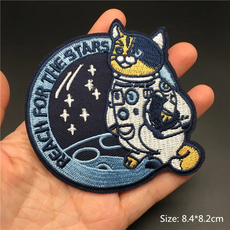 🎨Iron-On Nature & Art Patch — Van Gogh, Wave, Mushroom & Mountain Landscape Embroidered Badge