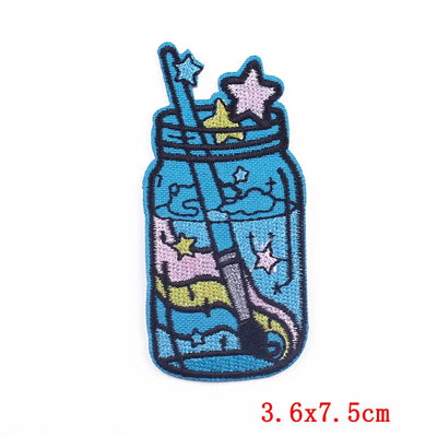 🍼 Drink Bottle & Cup Patch — Cartoon Iron-On Embroidery