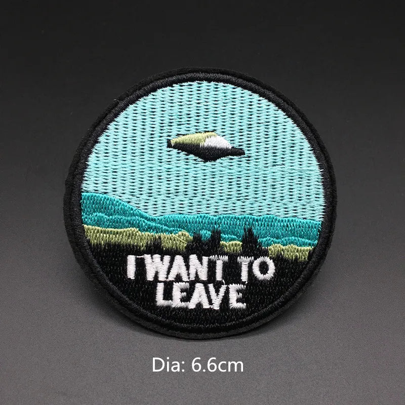 🎨Iron-On Nature & Art Patch — Van Gogh, Wave, Mushroom & Mountain Landscape Embroidered Badge