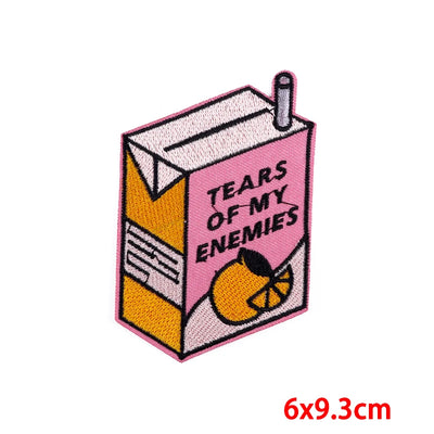 🍼 Drink Bottle & Cup Patch — Cartoon Iron-On Embroidery
