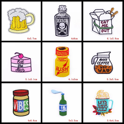 🍼 Drink Bottle & Cup Patch — Cartoon Iron-On Embroidery