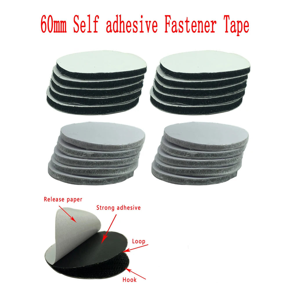 60mm Self adhesive Fastener Velcro Tape with features highlighted on a white background