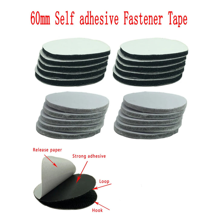 60mm Self adhesive Fastener Velcro Tape with features highlighted on a white background