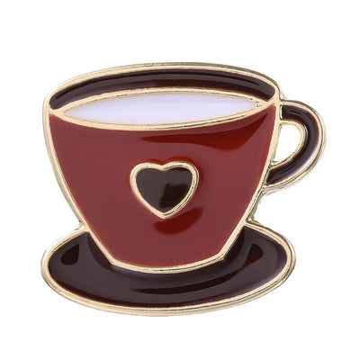 Red coffee cup with a heart on a white background