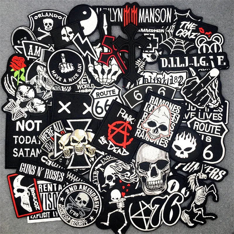 Collection of various stickers with graphic designs and text on a gray background