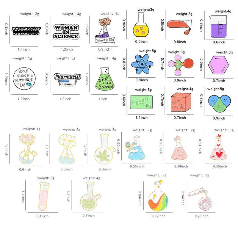 10–50pcs Science Lab Enamel Pins — Beakers, Microscopes &amp; More