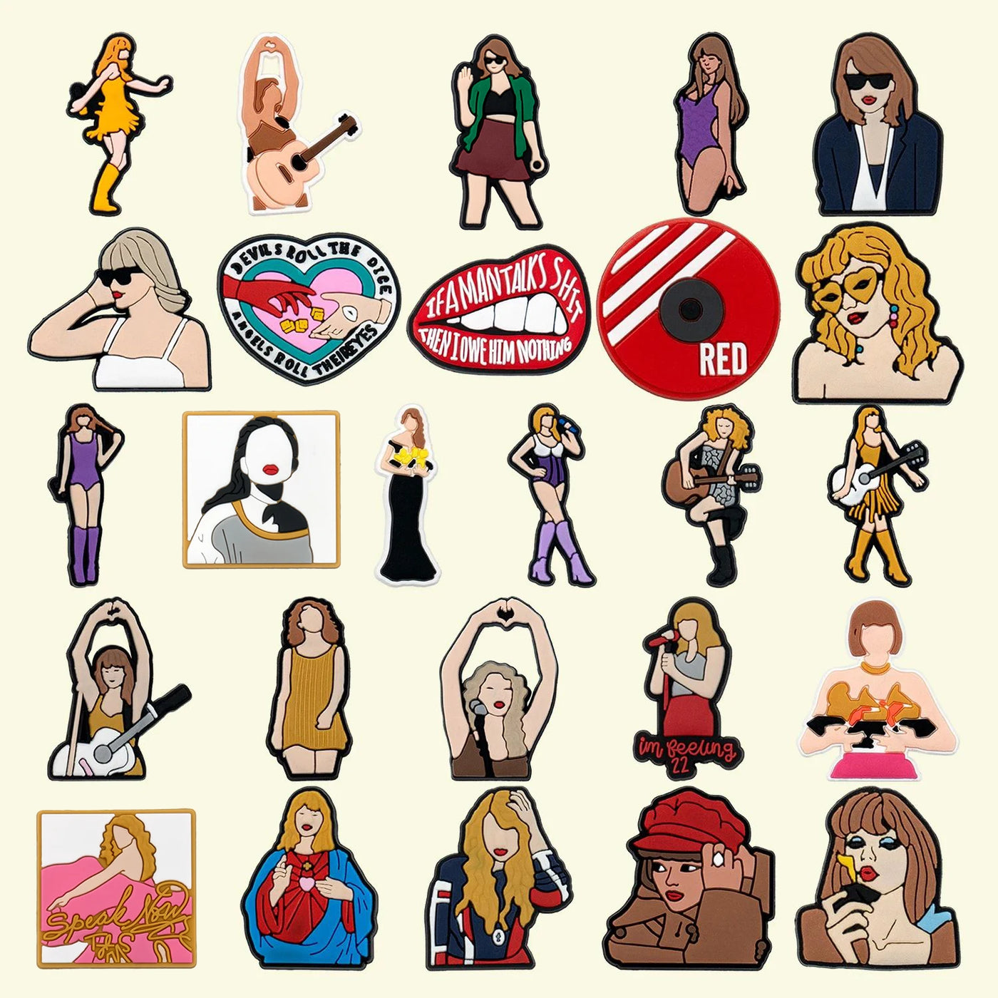 💅50pcs Women Stars Shoe Charms – Female Singers, Fashion Icons, Pop Culture for Clogs