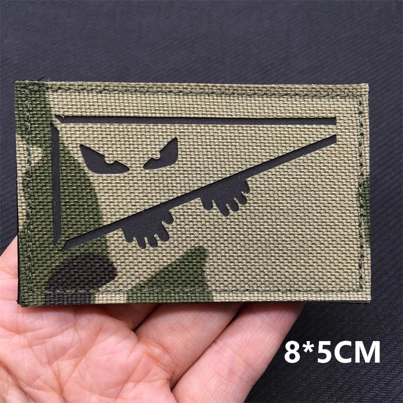 Multicam stealth eyes tactical hook and loop morale patch laser cut style 8x5cm