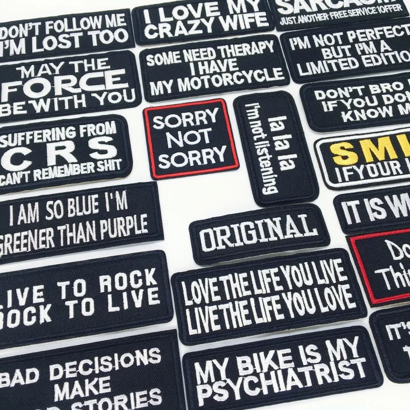 🧵20pcs Text Embroidered Patches – Funny Iron-On Quotes for Jackets, Jeans, Backpacks & More