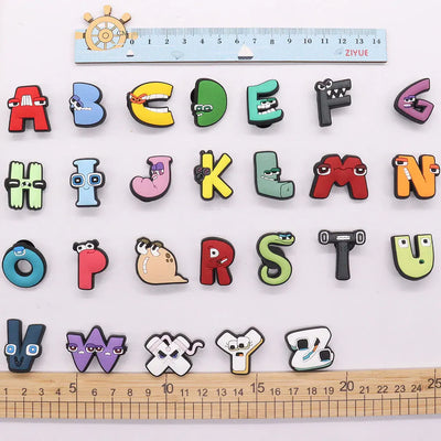 🔤26PCS Alphabet Shoe Charms – A–Z Letters in Cartoon & Classic Styles for Kids & Adults