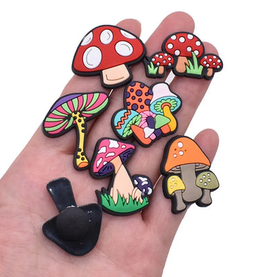 🍄20pcs Mushroom Shoe Charms – Colorful PVC Decorations for Clogs, Sandals & Bubble Slides