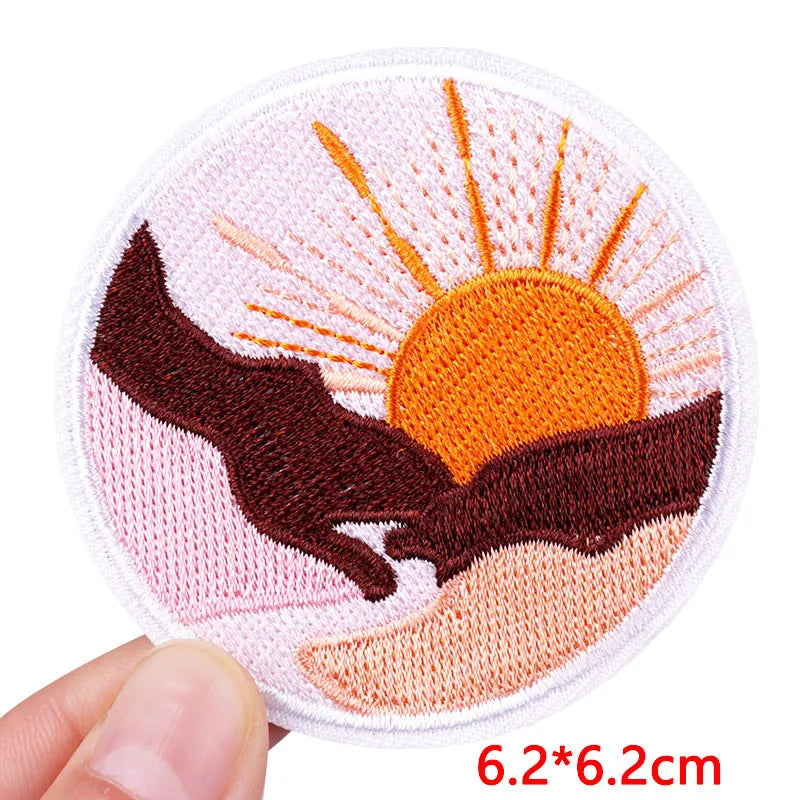 🧷 Cute Pink Aesthetic Embroidered Patch – Iron-On Butterfly, Rainbow, Heart, and Flower Designs for Jackets & DIY Clothing