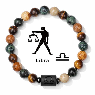 Beaded bracelet with Libra zodiac symbol on a white background