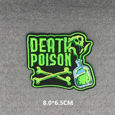 Patch with 'Death Poison' design on a gray background