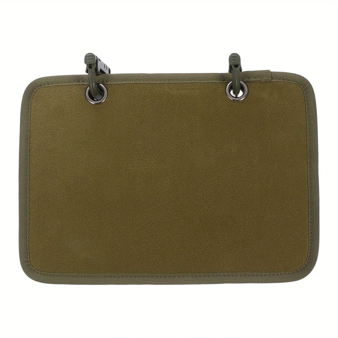 Olive green Patch Display Book with plastic clips on a white background