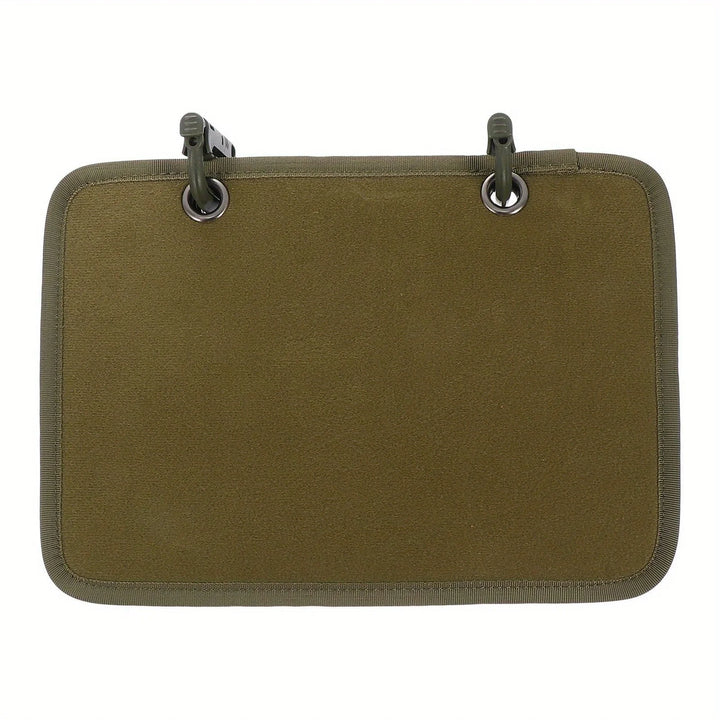 Olive green Patch Display Book with plastic clips on a white background