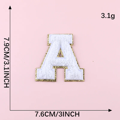 💜 A–Z Purple Towel Letter Patch — 8cm Iron-On Alphabet