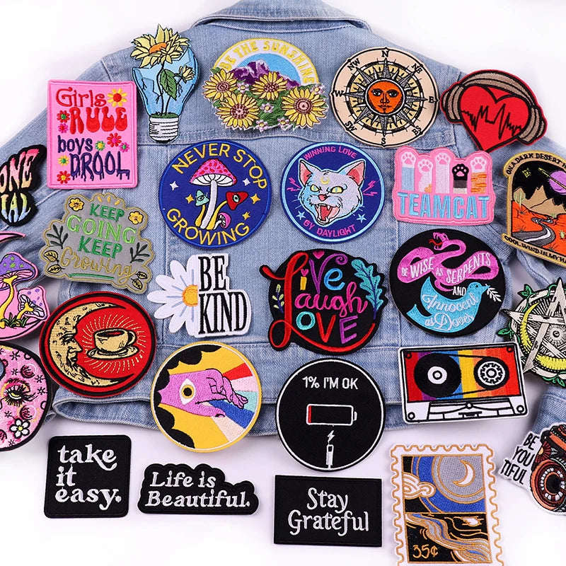 🐱 Cat & Quote Iron-On Patches – Fun, Feminist & Floral Designs