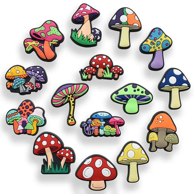 🍄20pcs Mushroom Shoe Charms – Colorful PVC Decorations for Clogs, Sandals & Bubble Slides