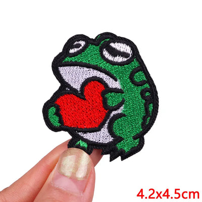 🦖 Funny Animal Patch — Cat, Frog, Dino & Duck Iron-On