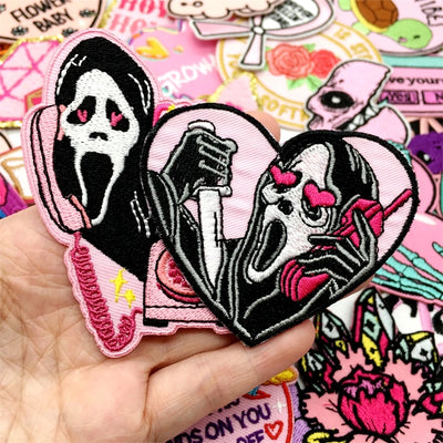 🔥 50pcs Mixed Patch Pack — Punk, B&W & Kawaii Iron-On