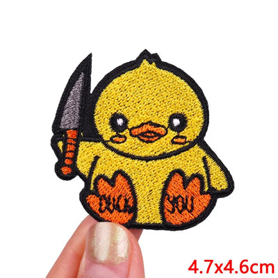 🦖 Funny Animal Patch — Cat, Frog, Dino & Duck Iron-On