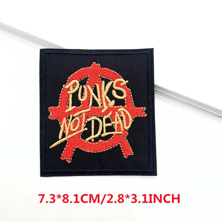 Embroidered patch with &