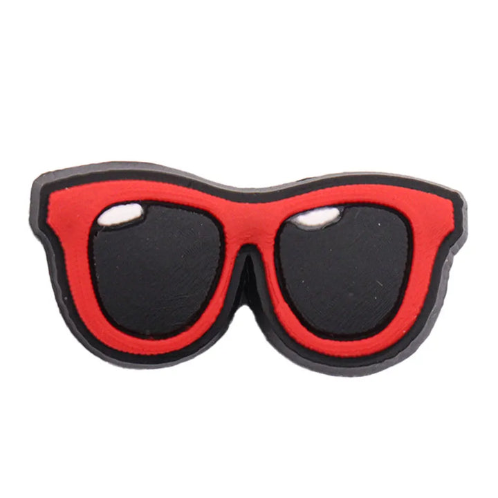 charm of a Red and black sunglasses on a white background