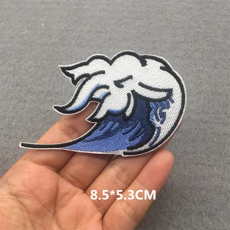 🎨Iron-On Nature & Art Patch — Van Gogh, Wave, Mushroom & Mountain Landscape Embroidered Badge