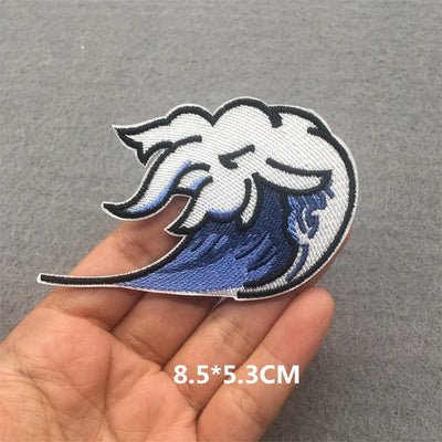 🎨Iron-On Nature & Art Patch — Van Gogh, Wave, Mushroom & Mountain Landscape Embroidered Badge