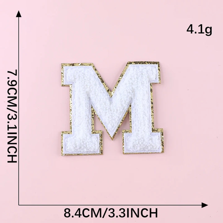 A-Z Letter Patches for Clothing Large Pink Towel Embroidery Patches on Clothes Stickers Appliques DIY Craft Accessories Size:8CM