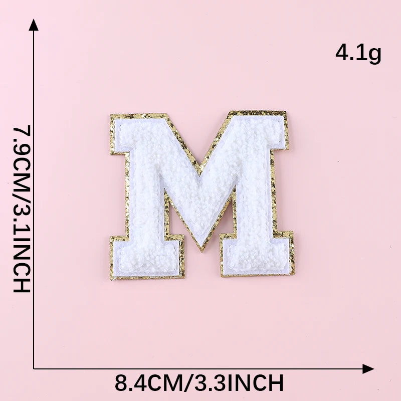 💜 A–Z Purple Towel Letter Patch — 8cm Iron-On Alphabet