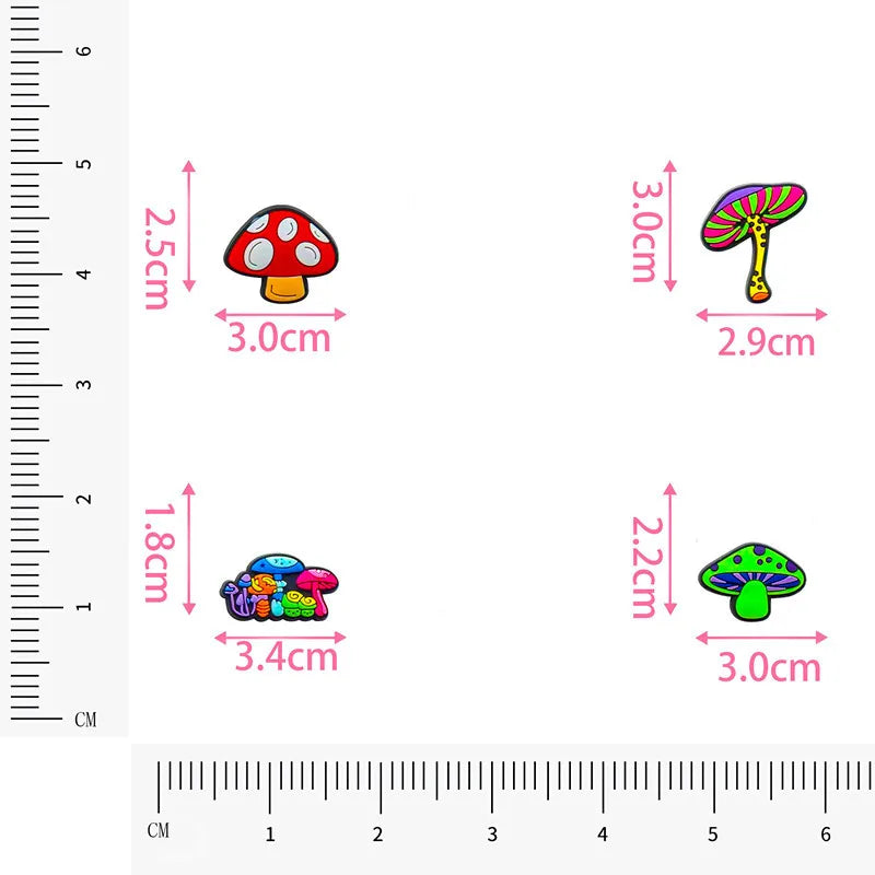 🍄20pcs Mushroom Shoe Charms – Colorful PVC Decorations for Clogs, Sandals & Bubble Slides