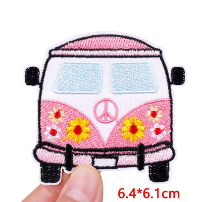 🧷 Cute Pink Aesthetic Embroidered Patch – Iron-On Butterfly, Rainbow, Heart, and Flower Designs for Jackets & DIY Clothing