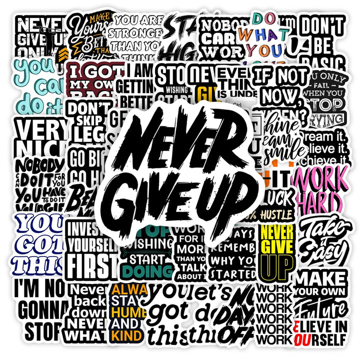 Collage of motivational phrases with &