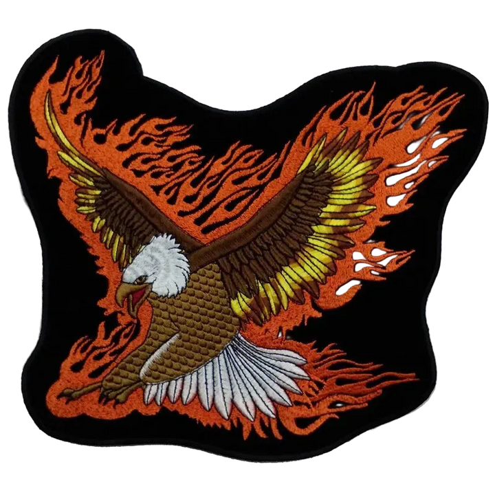 Flying Eagle patch with flames on a black backround