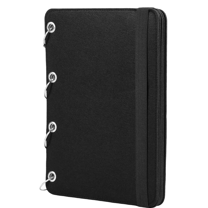 close up of a Black jewelry display folder om a white background 