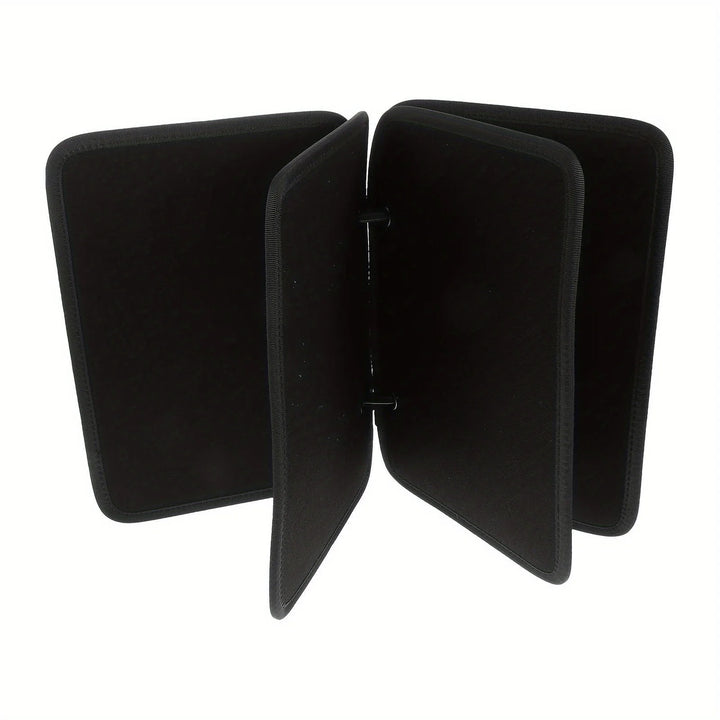 Black Patch Display Book open on a white background