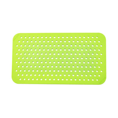 Green Rectangular shoe charms Display Board on a white background
