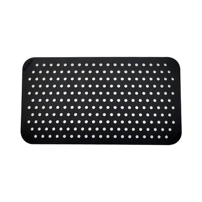 Black Rectangular shoe charms Display Board on a white background