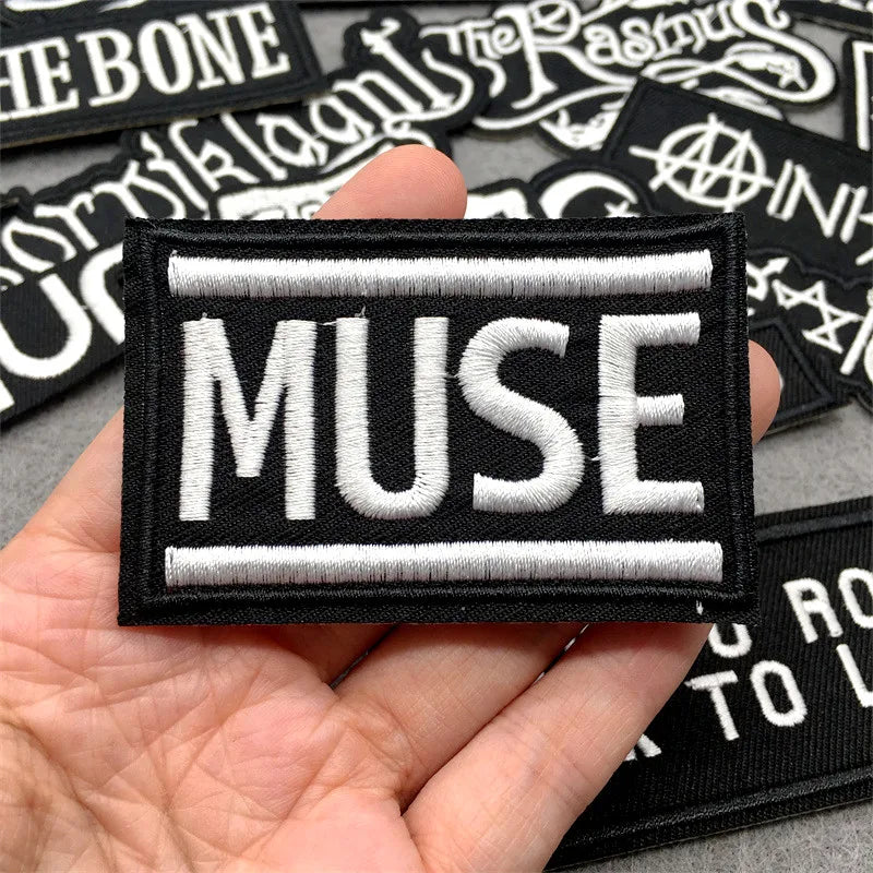 🎸 25pcs Rock Band Patch Pack — Black & White Iron-On