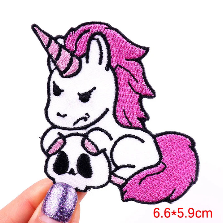 Rainbow Cat &amp; Unicorn Patch — Cartoon Iron-On Embroidery - Style 