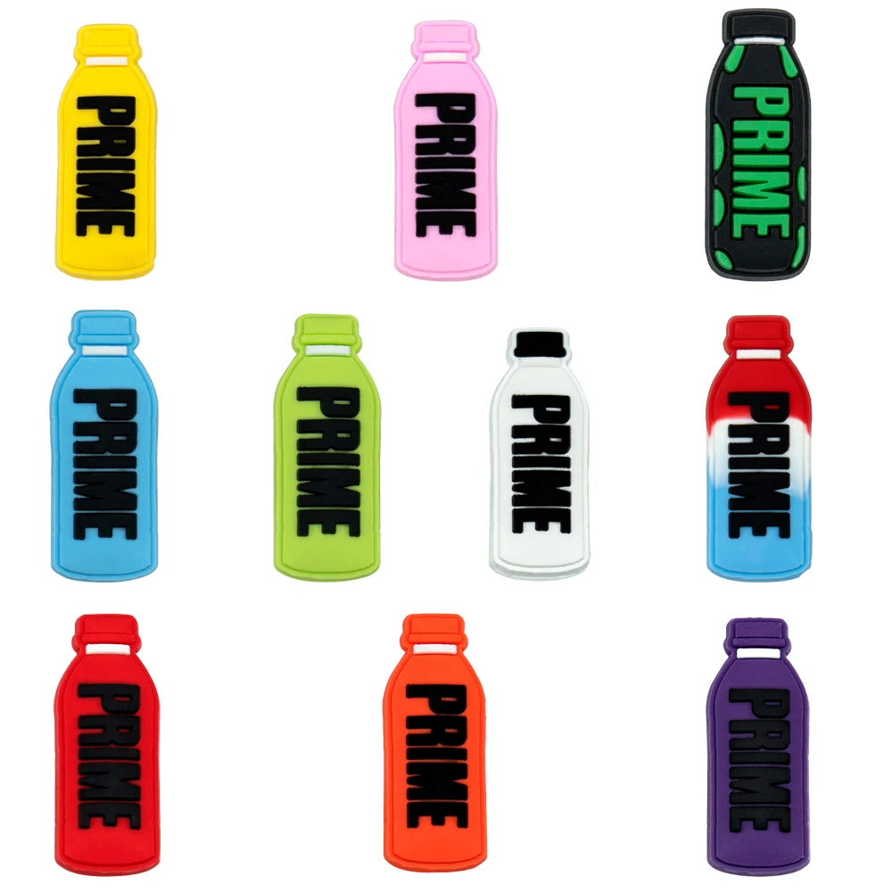 Colorful water bottles with &