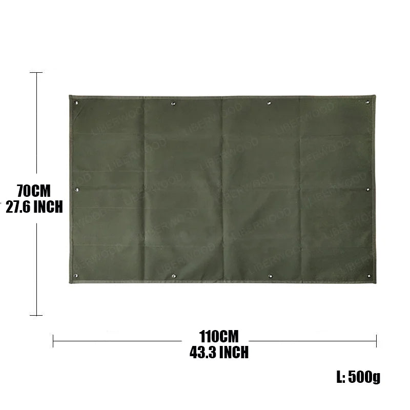 Green patch display board half rolled with dimensions 70x110cm and weight on a white background