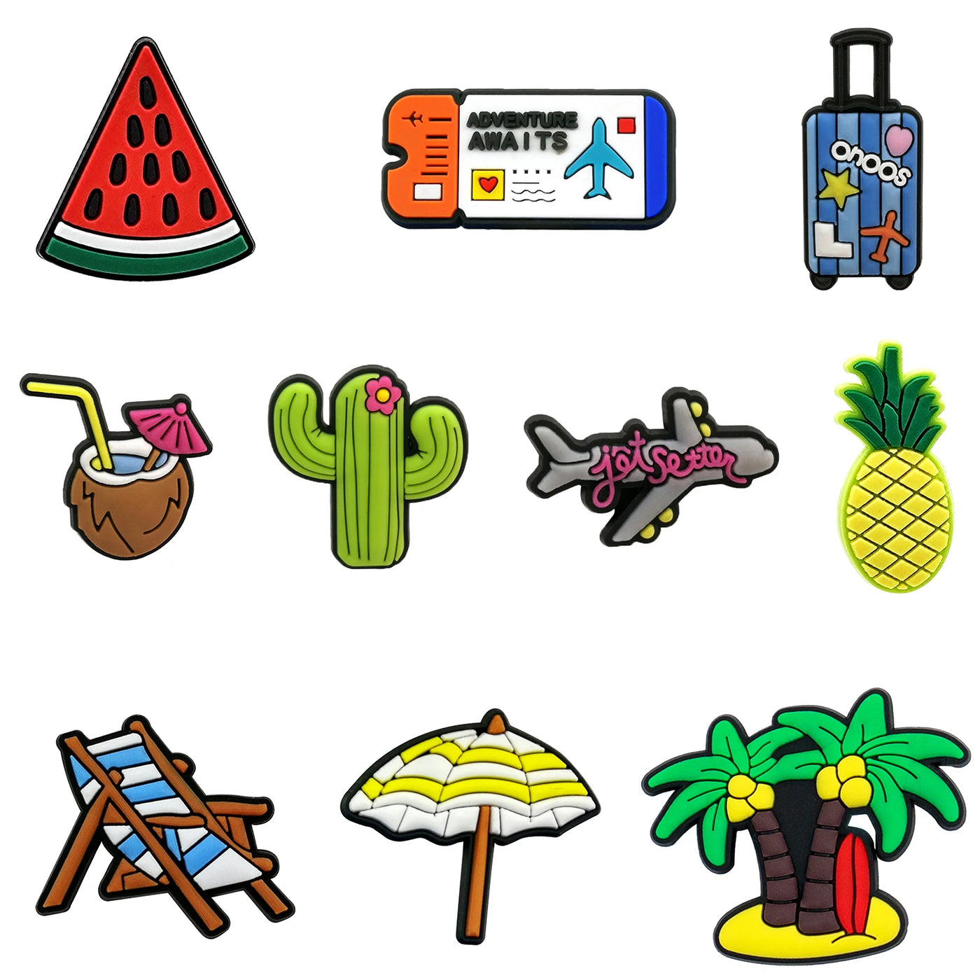 👟10PCS Shoe Charms Set – Themed PVC Decorations for Crocs, Sandals, Bags & More