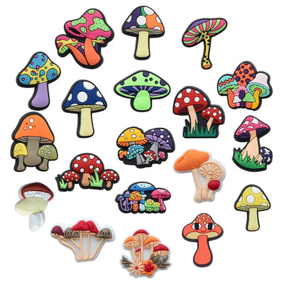 🍄20pcs Mushroom Shoe Charms – Colorful PVC Decorations for Clogs, Sandals & Bubble Slides