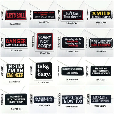 Collection of various stickers with different sayings and sizes on a white background