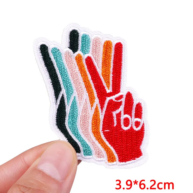 Cute Pink Aesthetic Embroidered Patch – Iron-On Butterfly, Rainbow, Heart, and Flower Designs for Jackets &amp; DIY Clothing