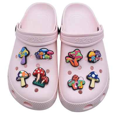 🍄20pcs Mushroom Shoe Charms – Colorful PVC Decorations for Clogs, Sandals & Bubble Slides