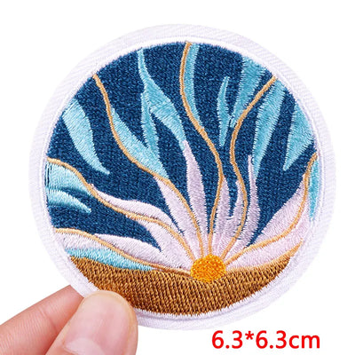🧷 Cute Pink Aesthetic Embroidered Patch – Iron-On Butterfly, Rainbow, Heart, and Flower Designs for Jackets & DIY Clothing